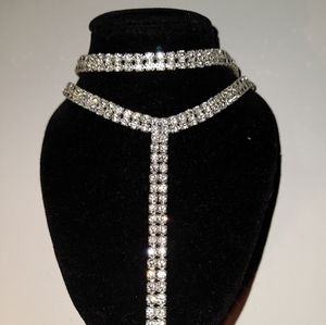 Rhinestone drop choker
